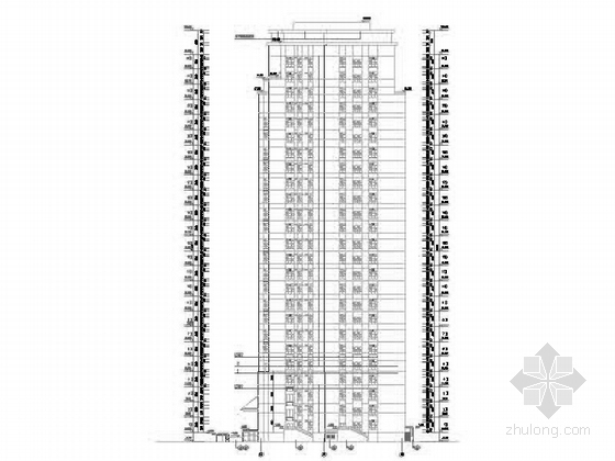 [深圳]25层现代风格办公大厦建筑设计施工图（知名设计院 含效果图）-25层现代风格办公大厦建筑设计立面图