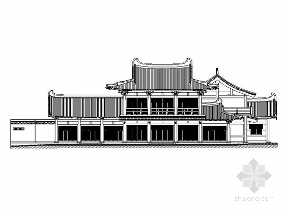 古建墙建筑施工图资料下载-[浙江]三层古典风格小型影视基地建筑施工图（16年最新）