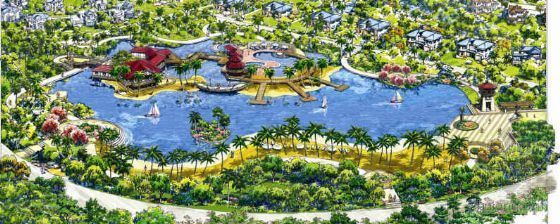 滨水景观亭廊意向图资料下载-滨水休闲小区手绘景观意向图