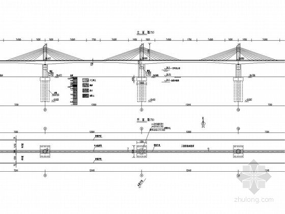 矮塔斜拉桥斜拉索图片资料下载-主跨120m三塔矮塔斜拉桥全套设计图（39张）