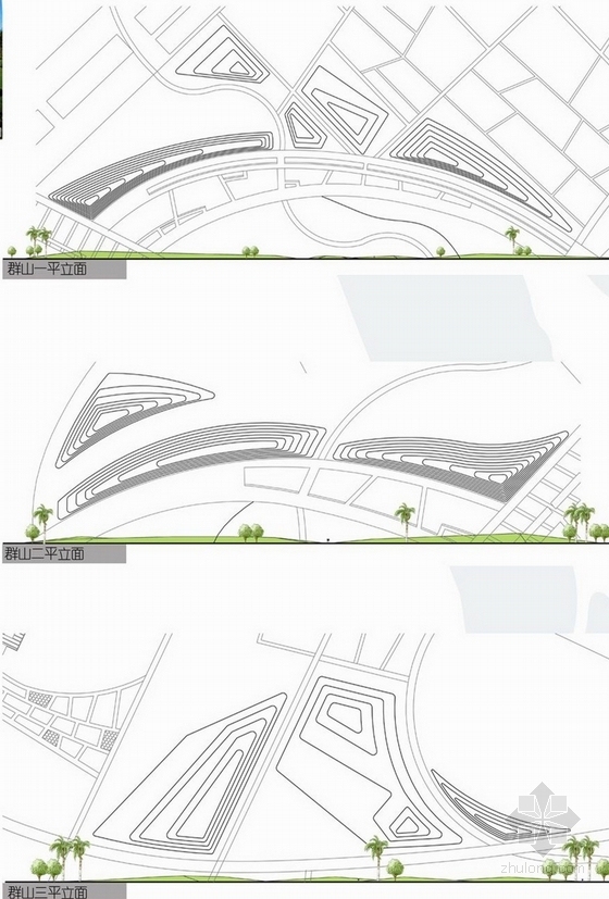 [厦门]海湾绿岛园会展区总体景观规划设计-群山立面图