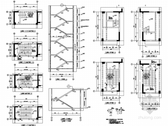 [阜南]17层框架剪力墙结构高层住宅结构图（两层底商裙房）-楼梯图