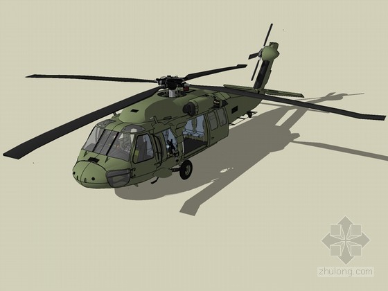 直升机停机坪面积资料下载-黑鹰直升机SketchUp模型下载