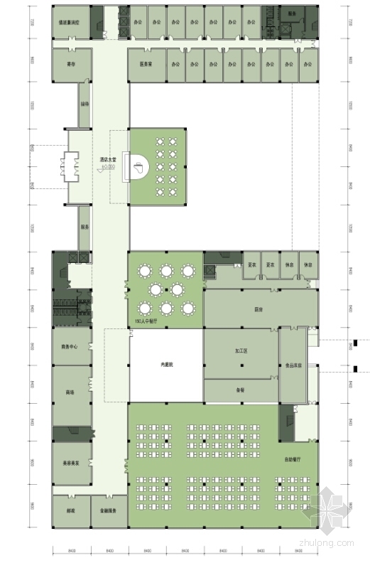 [吉林]新古典风格高级人民法院综合楼建筑设计方案文本-新古典风格高级人民法院各层平面图