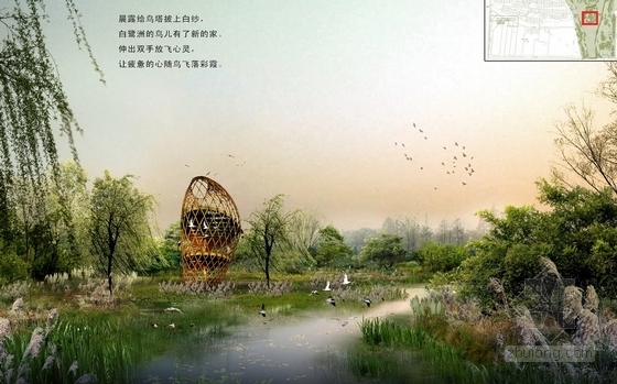 [江苏]城市绿廊型河流绿带景观规划设计方案-景观效果图