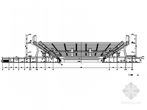 [大连]市级框架结构特级网球场建筑施工图-市级框架结构特级网球场建筑剖面图