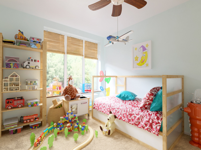 3D卧室床模型资料下载-儿童卧室3D模型下载