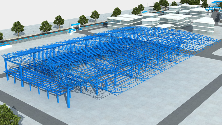 [肇庆]商务会展创客综合体建筑工程主体结构施工方案（205页）-51金秋展厅主体结构示意图