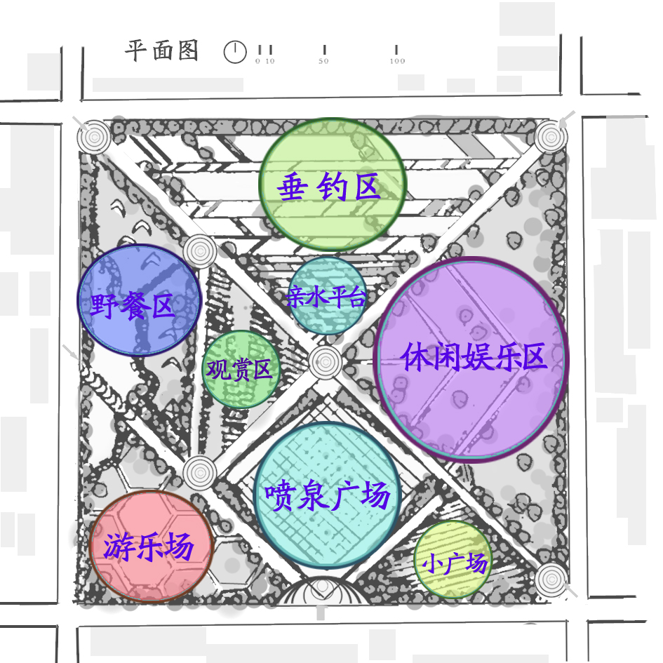 广场设计分区图片