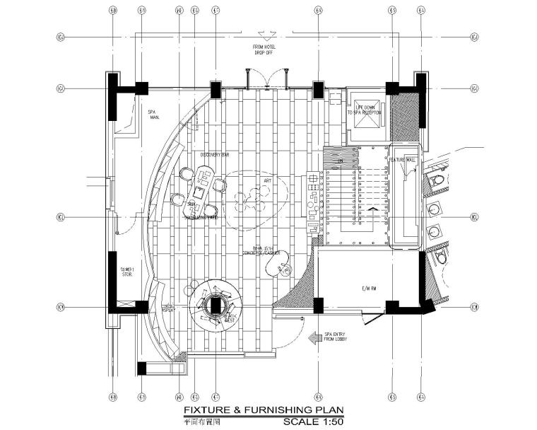 楼梯cad设计图纸资料下载-CCD-三亚索菲特酒店SPA区|酒店一层|CAD+PDF设计图纸