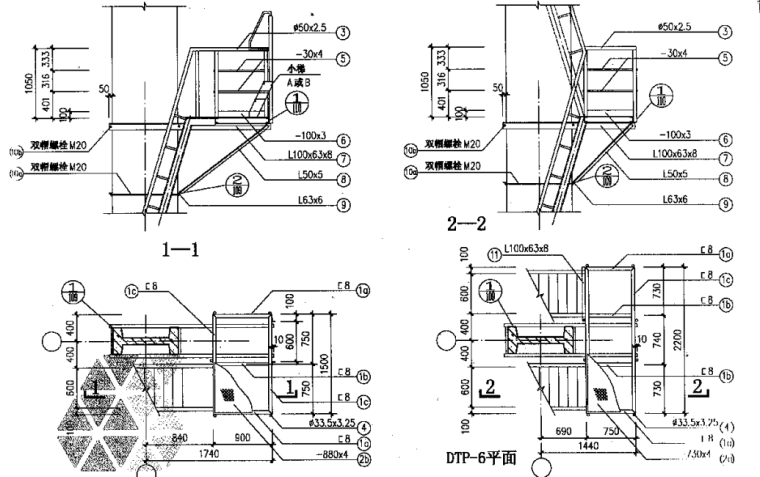 02J401钢梯图集-4上吊车平台DTP—5、6详图