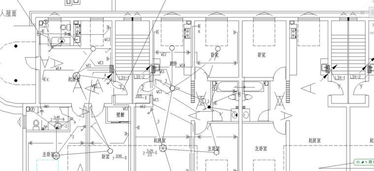 某住宅小区电气施工全图-照明与插座平面图