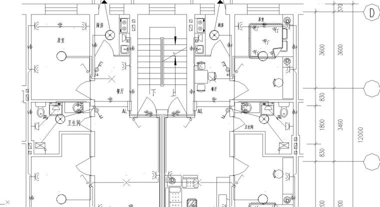 某多层住宅电气施工图-照明平面图