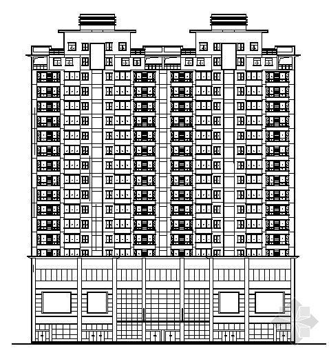 小平方米公寓建筑平面资料下载-阳光公寓某十九层商住楼建筑方案图