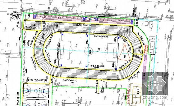 [山东]小学操场改造工程预算书（附图纸）-排水平面图