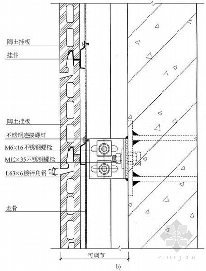 陶板cad资料下载-陶土板转角节点详图