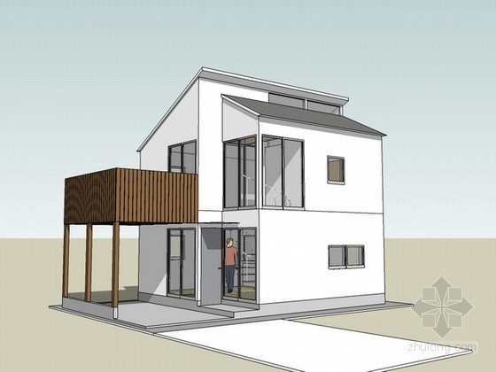CAD两层半农村小洋房资料下载-两层别墅sketchup模型下载