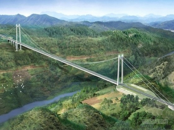100m双塔斜拉桥资料下载-单跨100m双塔悬索桥图纸