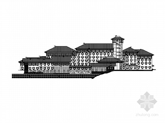 商业庭院模型资料下载-[江西]中式庭院6层宾馆建筑施工图