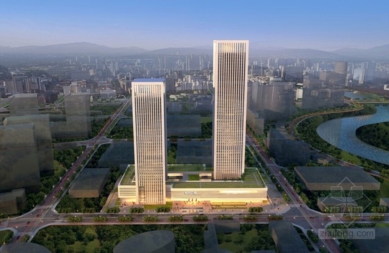[成都]52层超高双塔办公综合体建筑设计方案文本（高220米）