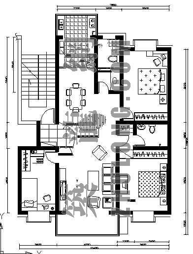 120三室高层住宅户型图资料下载-三室两厅户型图