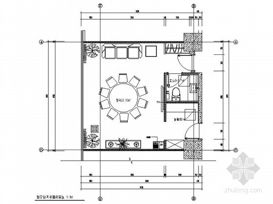 现代办公楼CAD资料下载-现代办公楼餐厅小包间装修图