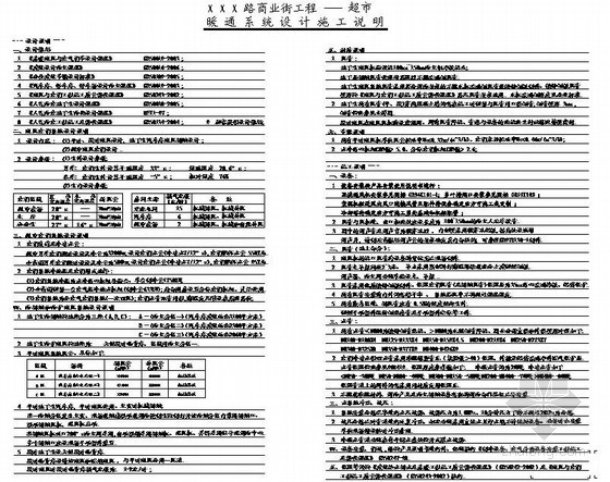 约克空调施工图纸资料下载-某超市通风空调全套标准施工图纸