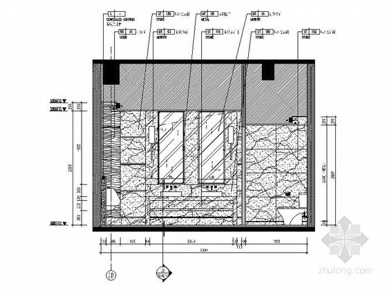[福建]游艇会所中餐厅室内装修设计施工图（含效果）卫生间立面图