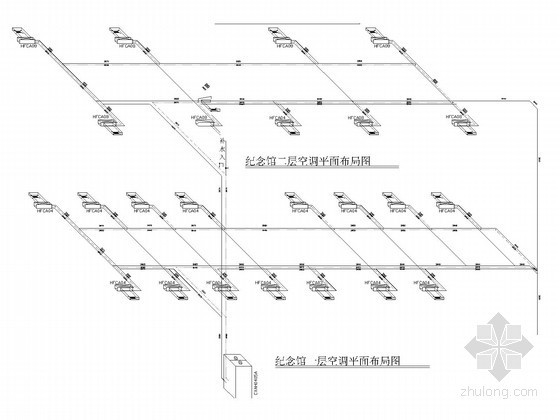 [陕西]大学纪念馆空调通风系统设计施工图（风冷热泵机组）-纪念馆空调平面布局图 