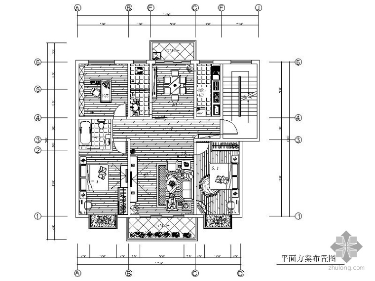 三居室住宅室内设计施工图资料下载-[江西]现代三居室内设计施工图
