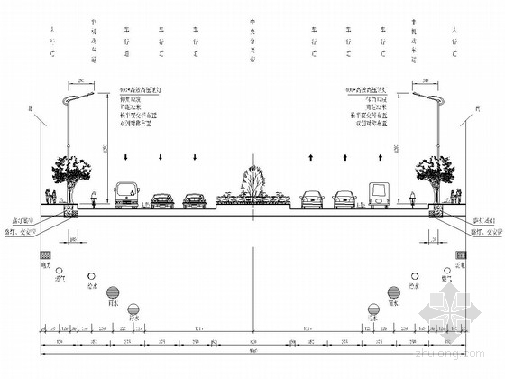 12m道路横断面设计图资料下载-双向六车道城市道路交通工程设计施工图（58张 附照明设计）