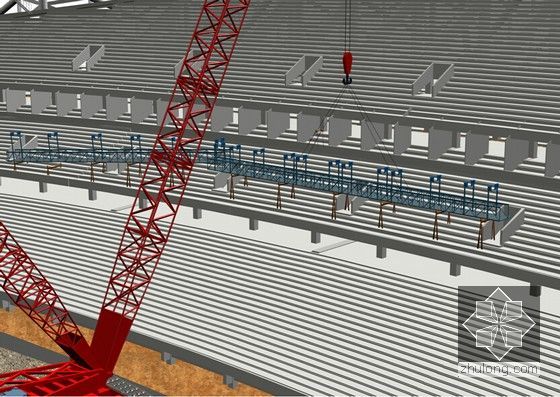 [深圳]空间网格结构钢屋盖体育场施工组织设计（630余页 丰富三维节点图）-采用定点吊装法吊装
