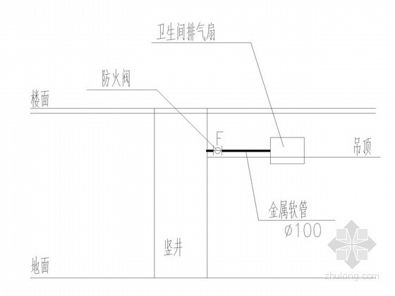 [江西]高层商业公寓楼机械通风及防排烟系统施工图-公寓卫生间排气扇安装大样图 