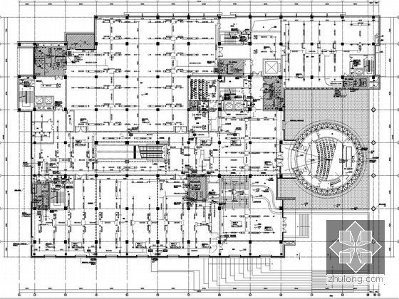 [浙江]科技办公楼空调通风及防排烟系统设计施工图（空气源热泵系统）-二层空调通风平面图