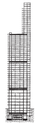 广州天王中心大厦弹塑性地震反应分析-容柏生-主体结构剖面图