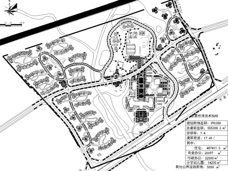 景观施工图总平面图资料下载-某行政中心规划设计总平面图