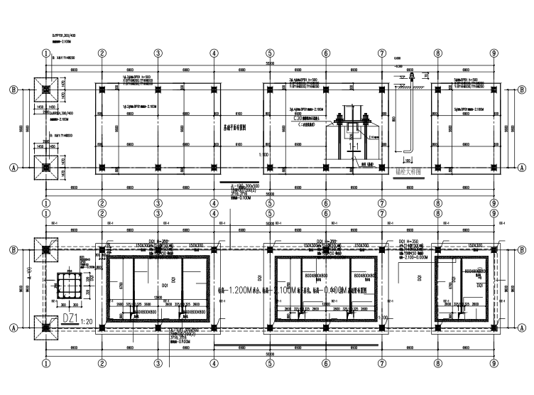 罗马柱门头装修效果图资料下载-一层门式钢架立体停车场建筑结构施工图2018