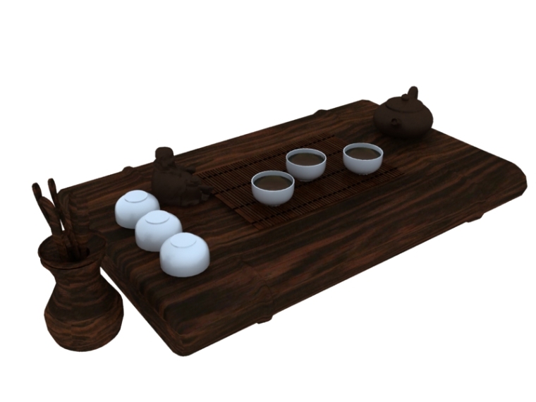 根雕茶台模型下载资料下载-中式茶台3D模型下载