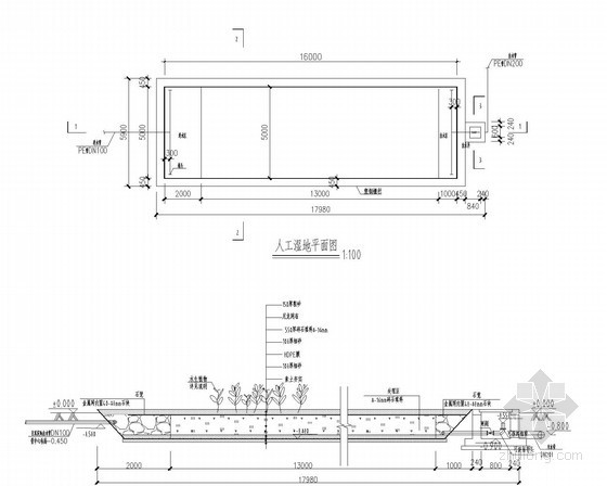 [浙江]农村生活污水处理工程施工图-人工湿地 