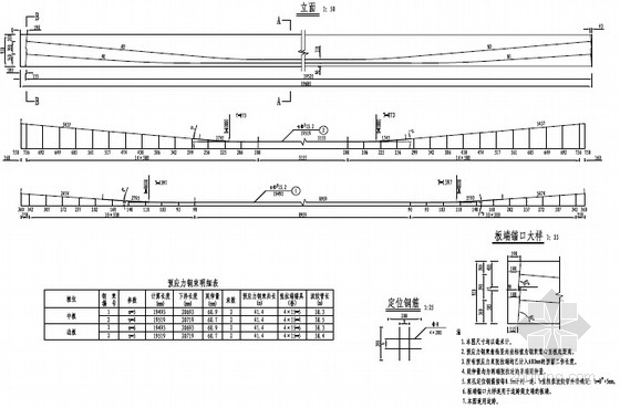 [福建]4x20+5x20先简支后连续后张法预应力空心板桥施工图75页（肋板台）-预应力钢束构造图 