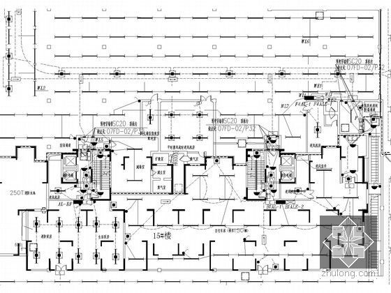 [安徽]住宅小区（含住宅、地下室、幼儿园、小学、菜场等）电气施工图-地下室照明平面图