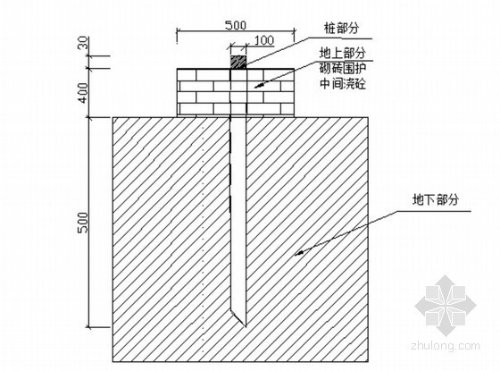 [上海]SMW工法桩及内支撑体系基坑围护施工方案-控制桩埋设示意图 