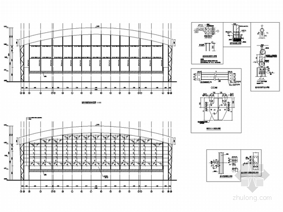 [四川]空间管桁架结构体育馆结构施工图（含建筑方案图）-山墙面檩条布置图