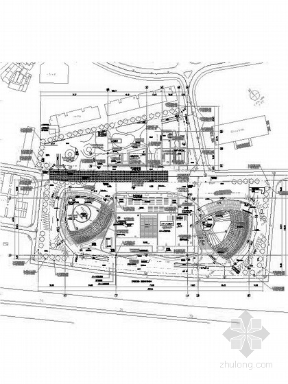 [福建]250米玻璃幕墙双塔商业办公综合体建筑施工图（ 地标建筑 中国第一双子塔）-250米玻璃幕墙商业办公综合体总平面图 