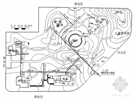 山体公园给排水图资料下载-某公园给排水布置图