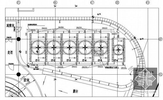 [广州]超高层商业综合楼全套暖通设计施工图（227米，20万平米）-屋面冷却塔布置详图