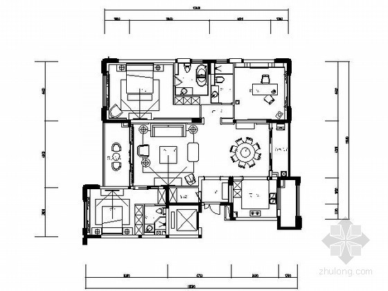 住宅水电精装图资料下载-[江苏]三室两厅精装样板房施工图（含效果）