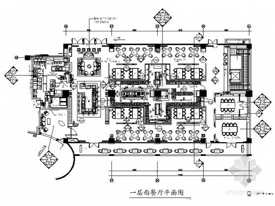 西餐厅室内设计施工图资料下载-[深圳]品牌酒店法国西餐厅室内设计施工图