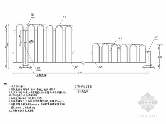 街道护栏cad资料下载-城市主干路新建道路中央护栏设计套图（12张）