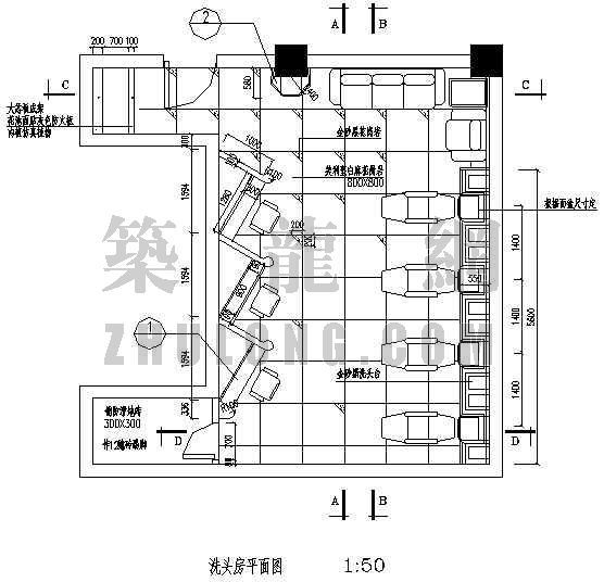 小区物业房装修图资料下载-某洗头房装修图